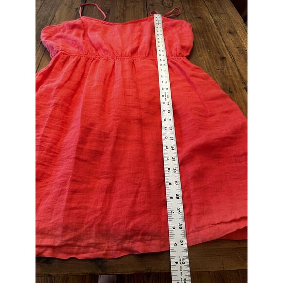 J. Crew 100% Linen Mini Dress Sleeveless Size XL Coral Lined Vacation Summer - Picture 9 of 9